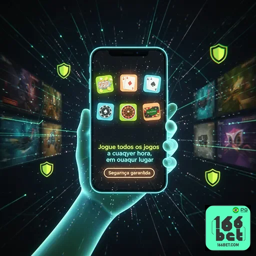 Jogador acessando variedade de jogos de casino móvel na 166bet Brasil